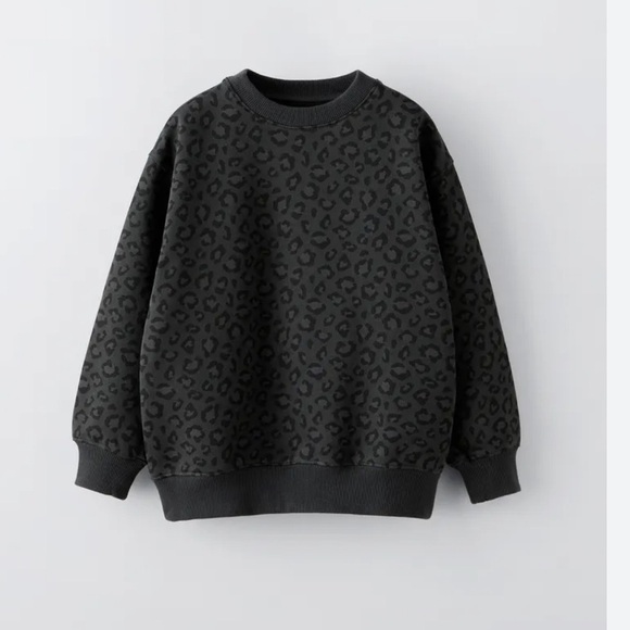 Zara Other - Zara Girls Leopard Sweatshirt Size 8-9 Grey Black Long Sleeves
